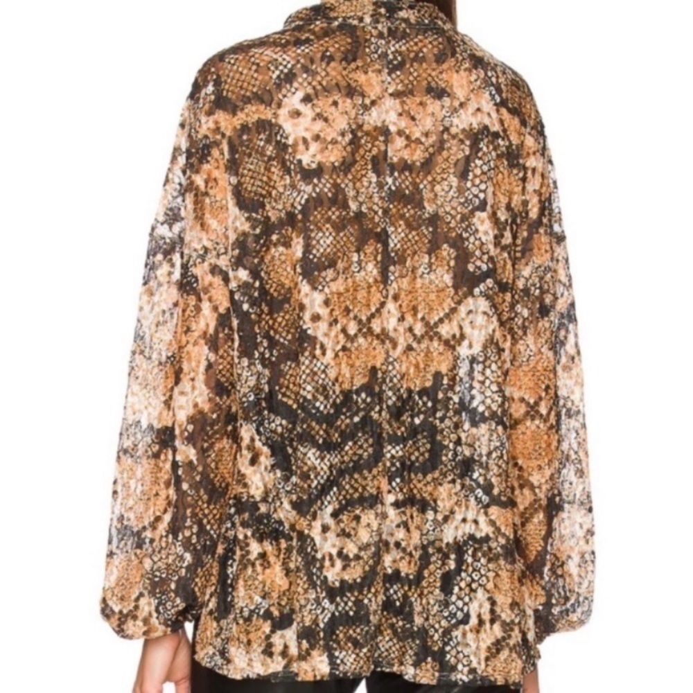 Free People Out For The Night Snake Print Sheer Blouse Oversized Boho Revolve XS - Picture 8 of 13